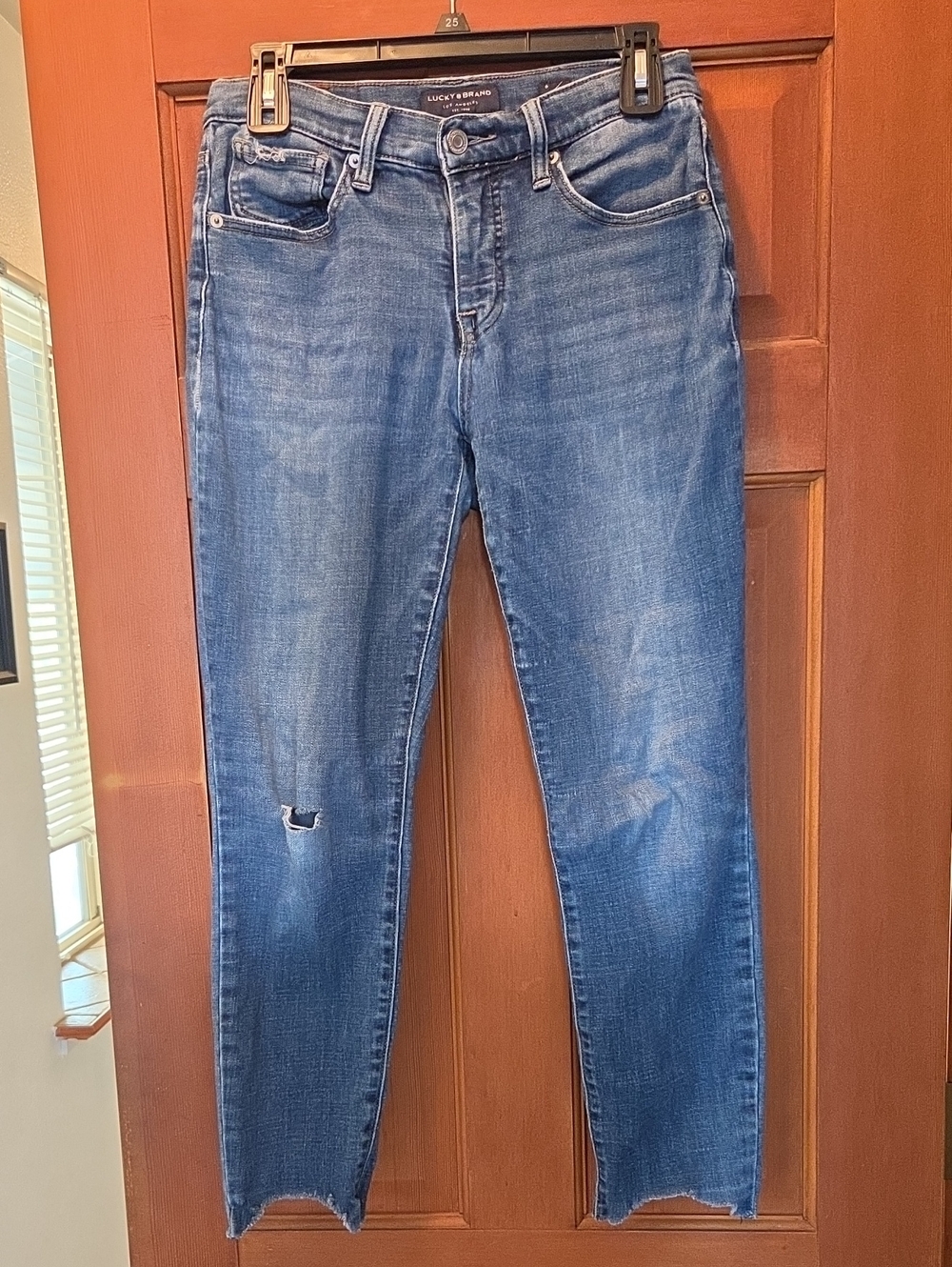 Lucky Brand Women's Blue Distressed Ava Mid Rise Skinny Jeans